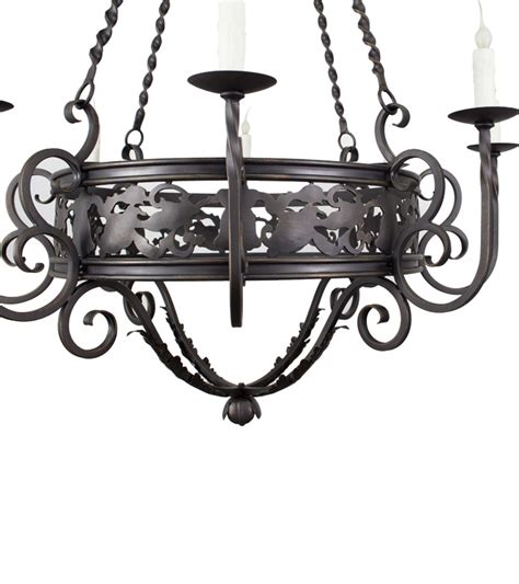 CH 129 Hand Forged Iron Eight Light Chandelier Hacienda