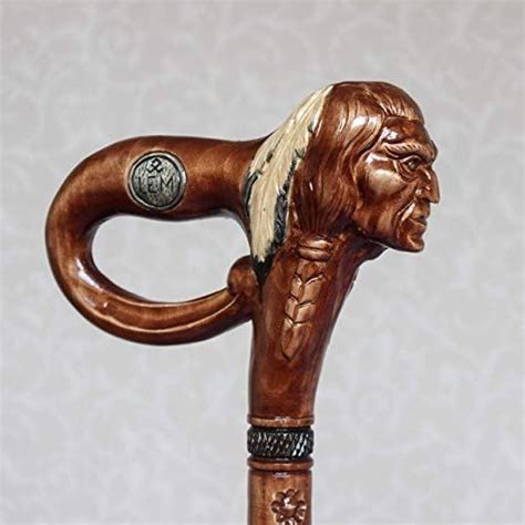 American Indian Walking Stick Cane Hand Carved Lovely Novelty Hand