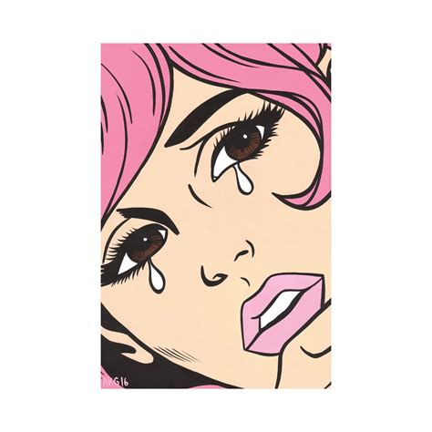 East Urban Home Pink Crying Comic Girl By Allyson Gutchell Wrapped