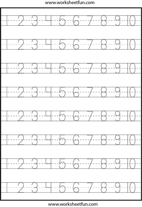 Number Tracing Practice 1 20 Tracing Worksheet Preschool Kindergarten