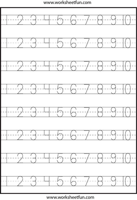 Numbers Trace Worksheets
