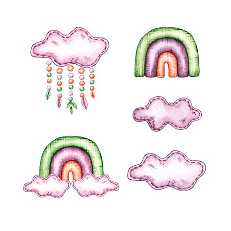 Premium Vector Watercolor Rainbows And Clouds