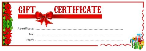 Printable Christmas T Certificate Template For Ms Word