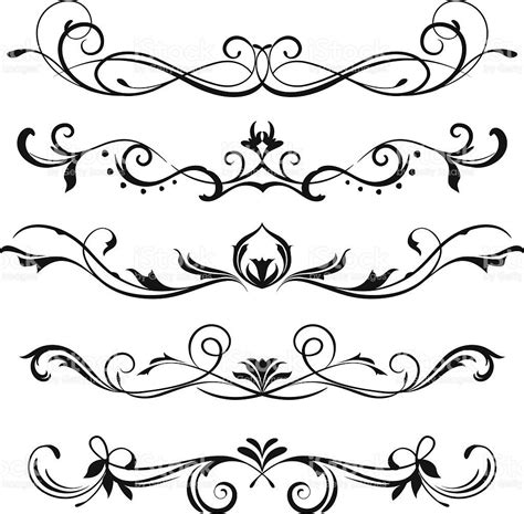 A Various Scroll Designs Sjablonen Kalligrafie Handborduurwerk En