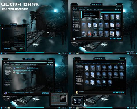 50+ stunning windows 7 desktop themes. windows 7 theme blue glass (ultra dark) by customizewin7 ...