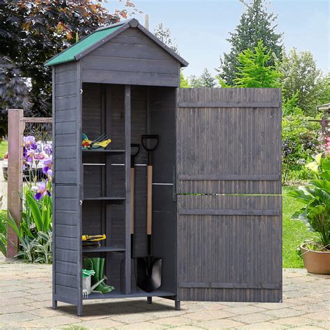 Buy Outsunny 89 X 50cm Garden Shed 4 Tier Wooden Garden Outdoor Shed 3