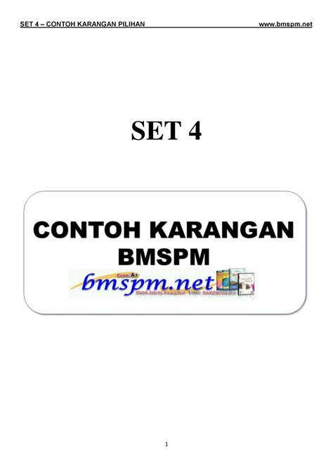 SET 4 – Contoh Karangan Pilihan - SET 1. Tema: Semangat kejiranan