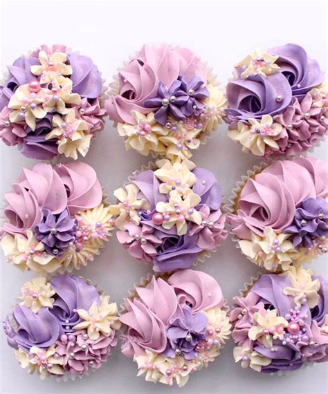 Cupcake Ideas Almost Too Cute To Eat Sweet Ivory Pink Purple Cupcakes