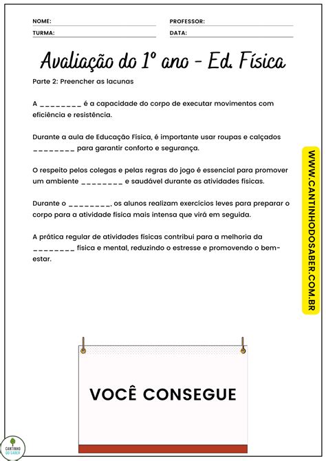 Atividade De Educacao Fisica 1 Ano