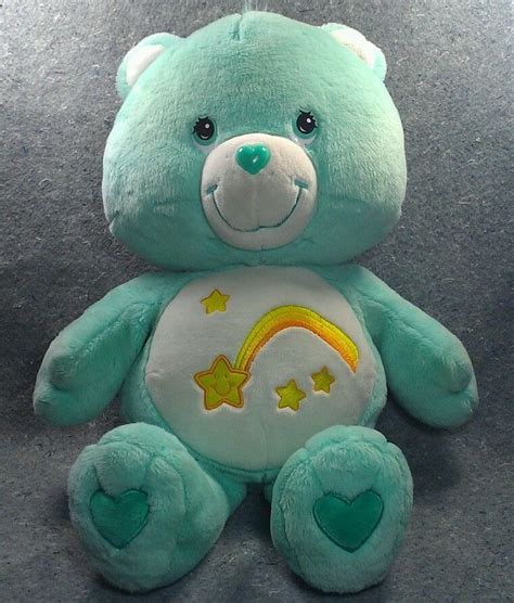 Care Bears Wish Bear Teal Large 26 Rainbow Star Heart Nose 66cm Care