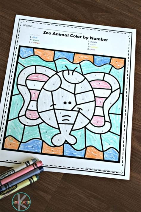 elephant color by number printable for kids Counting Activities For