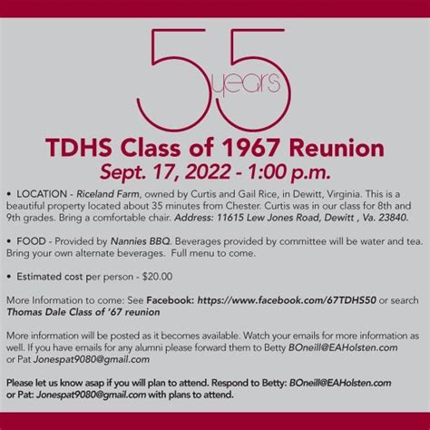 Thomas Dale Class Of 67 Reunion