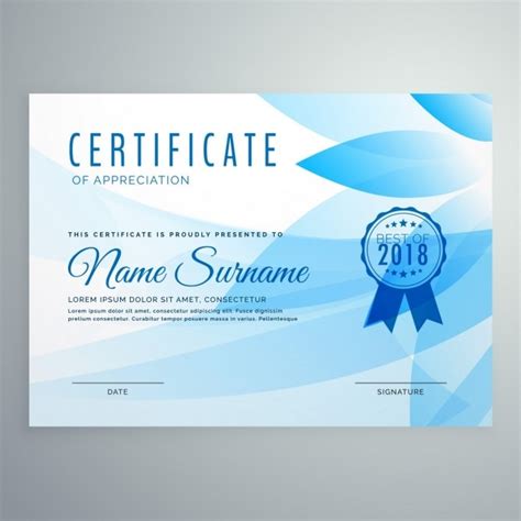 Abstrait Bleu Design Certificat De Diplôme Vecteur Gratuite