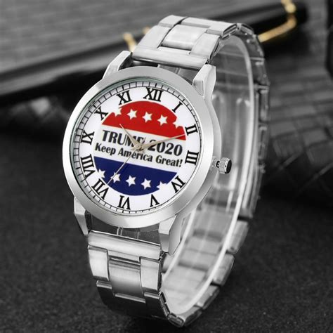 Fashion Watch Usa 45th President Trump Men Quartz Watches Silver Steel