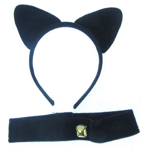 Black Cat Ears Headband With Collar And Bell Fancy Dress Etsy Uk