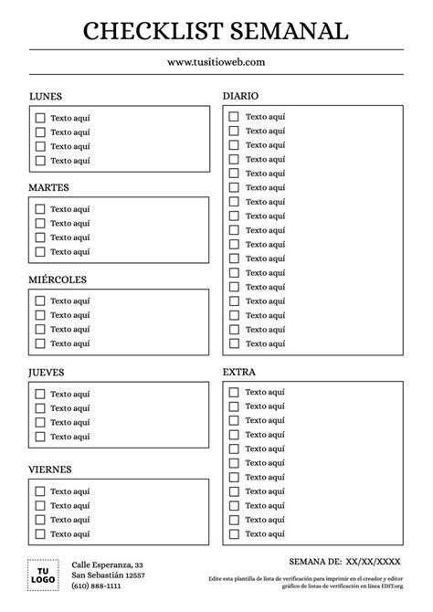 Plantilla Para Checklist