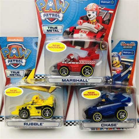 3 Piece Lot Paw Patrol True Metal Chase Marshall Rubble Ready Race