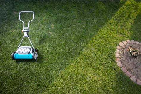 Above View Of Hand Held Lawn Mower Lawnmower Stock Photo Image Of