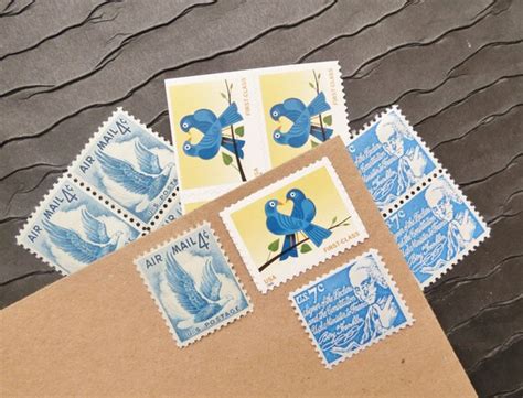 True Blue Love Unused Vintage Postage Stamps Post 5
