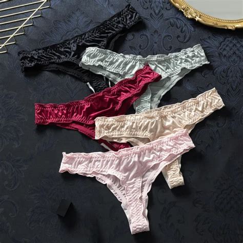 Women Satin Silk G String Thong Panties Sexy Low Waist Seamless Bikini