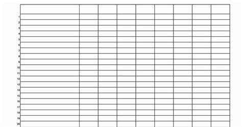 Printable Sheet With Columns And Rows