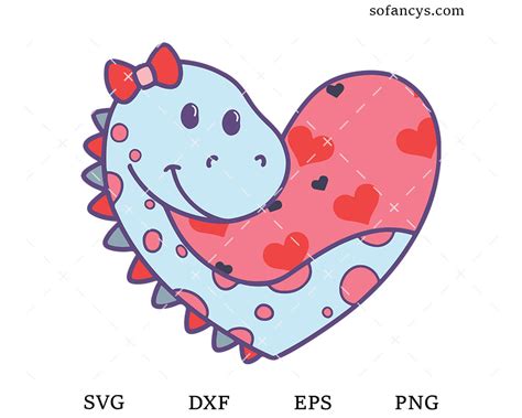 Dinosaur Valentines SVG DXF EPS PNG Cut Files