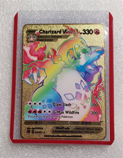 Pokemon Charizard Vmax 74 Hyper Rare Full Art Gold Metal Etsy