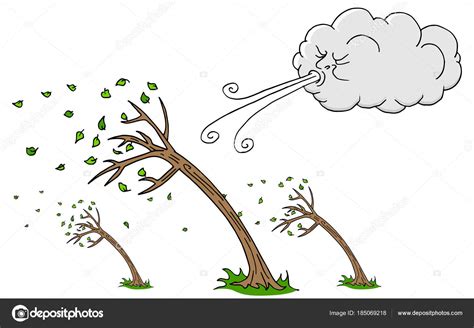 Árbol De Flexión, Blanco, Ilustración, Nube Soplando Viento, Ráfagas De
