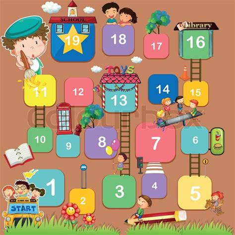 An Educational Boardgame With Numbers Stock Vector Colourbox