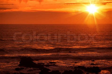 Scenic Pacific Ocean Sunset Stock Image Colourbox