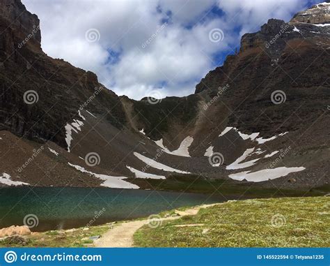 Larch Valley And Minnestimma Lakes Stock Photo Image Of Surreal