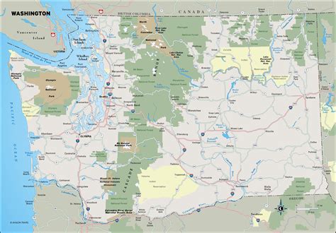 Large Detailed Map Of Washington State With National Parks And Highways