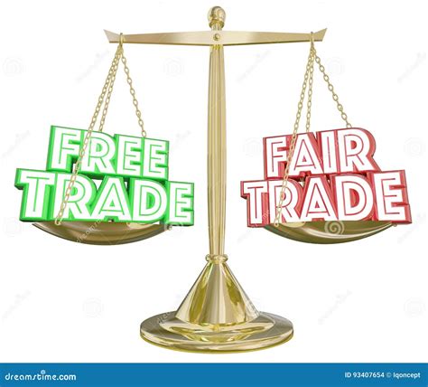 Free Vs Fair Trade Scale Import Export Weighing Choices 3d Illus Stock
