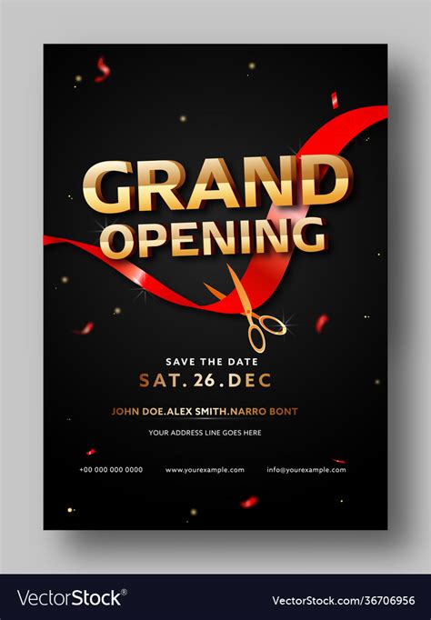 Grand Opening Party Invitation Or Flyer Design Vector Image