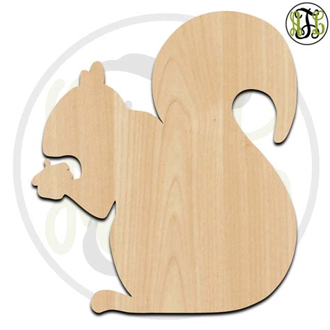 Squirrel with Nut- 220009- Cutout, unfinished, wood cutout, wood craft, laser cut shape, wood ...