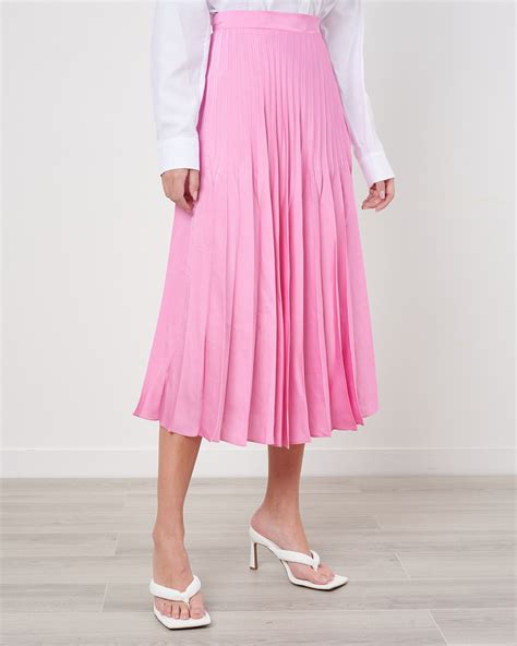 Pink Pleated Midi Skirt Forever Unique