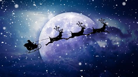 Santa Reindeer Chariot Moon Wallpapers Hd Wallpapers Id 26538