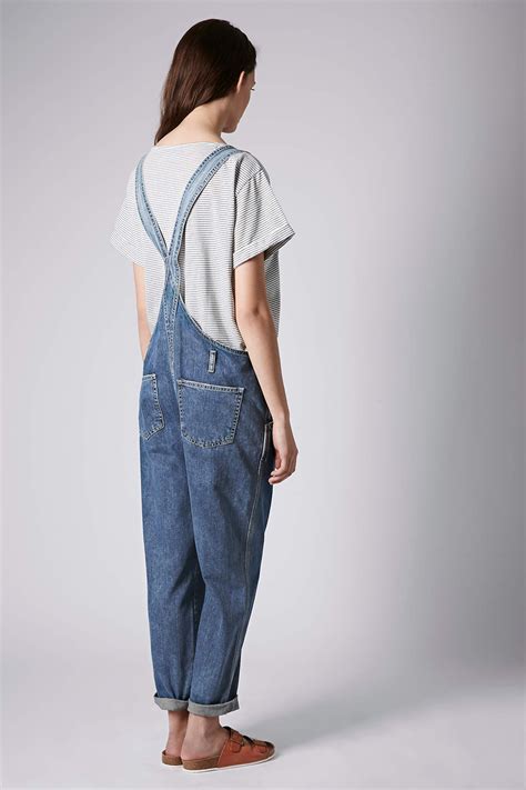 Topshop Maternity Moto Denim Long Leg Dungarees In Mid Stone Blue Lyst