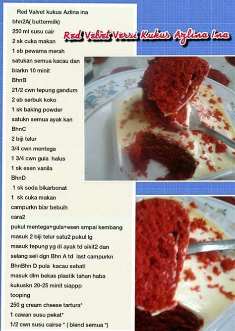 Step By Step Resepi kek red velvet cheese leleh kukus ...