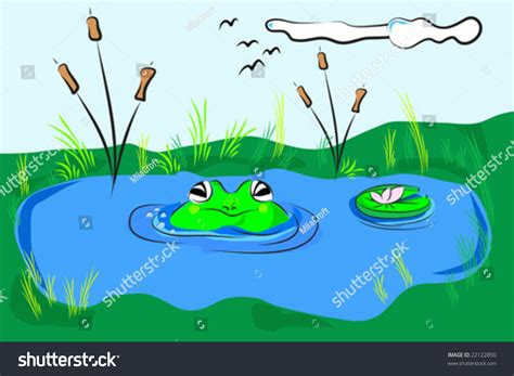 Frog Pond Kids Illustration Style Scrapbook Stock Vector Royalty Free