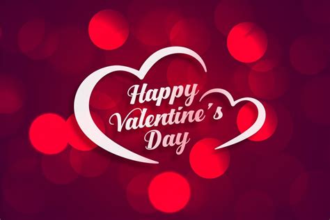 Free Vector Beautiful Happy Valentines Day Greeting Card With Bokeh