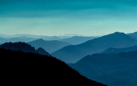 Nature Landscape Silhouette Evening Sky Blue Forest Hill Valley