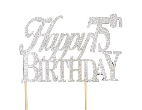Silver Happy 75th Birthday Cake Topper 1pc Birthday Silver