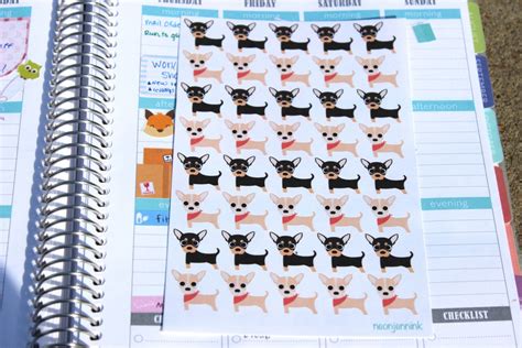 Set Of 40 Chihuahua Stickers Perfect For Planners And Scrapbooks By