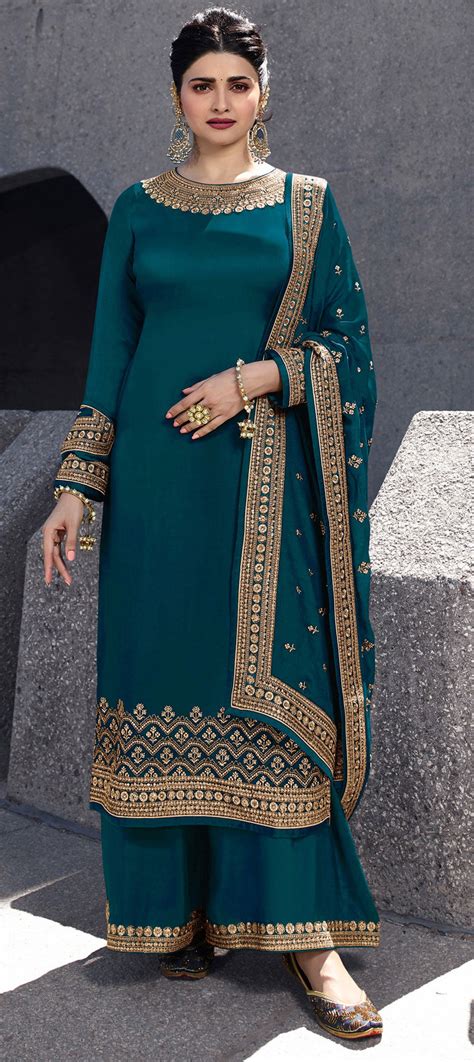 Bollywood Green Color Georgette Fabric Salwar Kameez 1649001