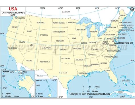 Buy Us Map With Latitude And Longitude Latitude And