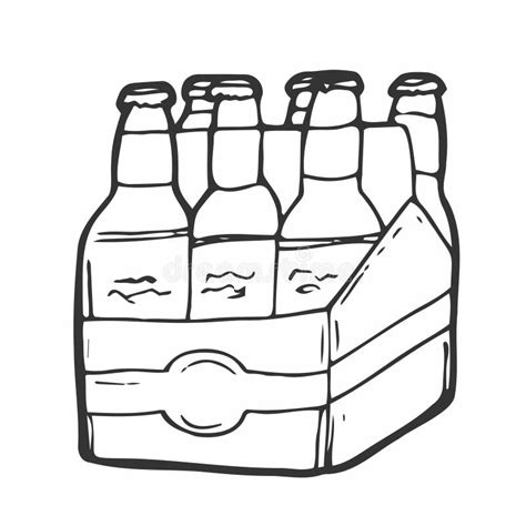 Beer Six Pack In Three Boxes Doodle Style Vector Sketch Of Beer Stock