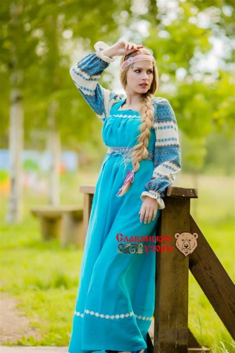 Traditional Russian Blue Sarafan Slavic Dress Linen Dress Etsy