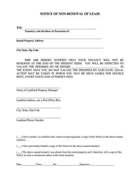 Contract Non Renewal Sample Letter To Landlord Not Renewing Lease