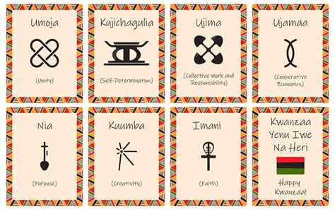 Premium Vector A Set Of Cards With Seven Signs Of The Kwanzaa